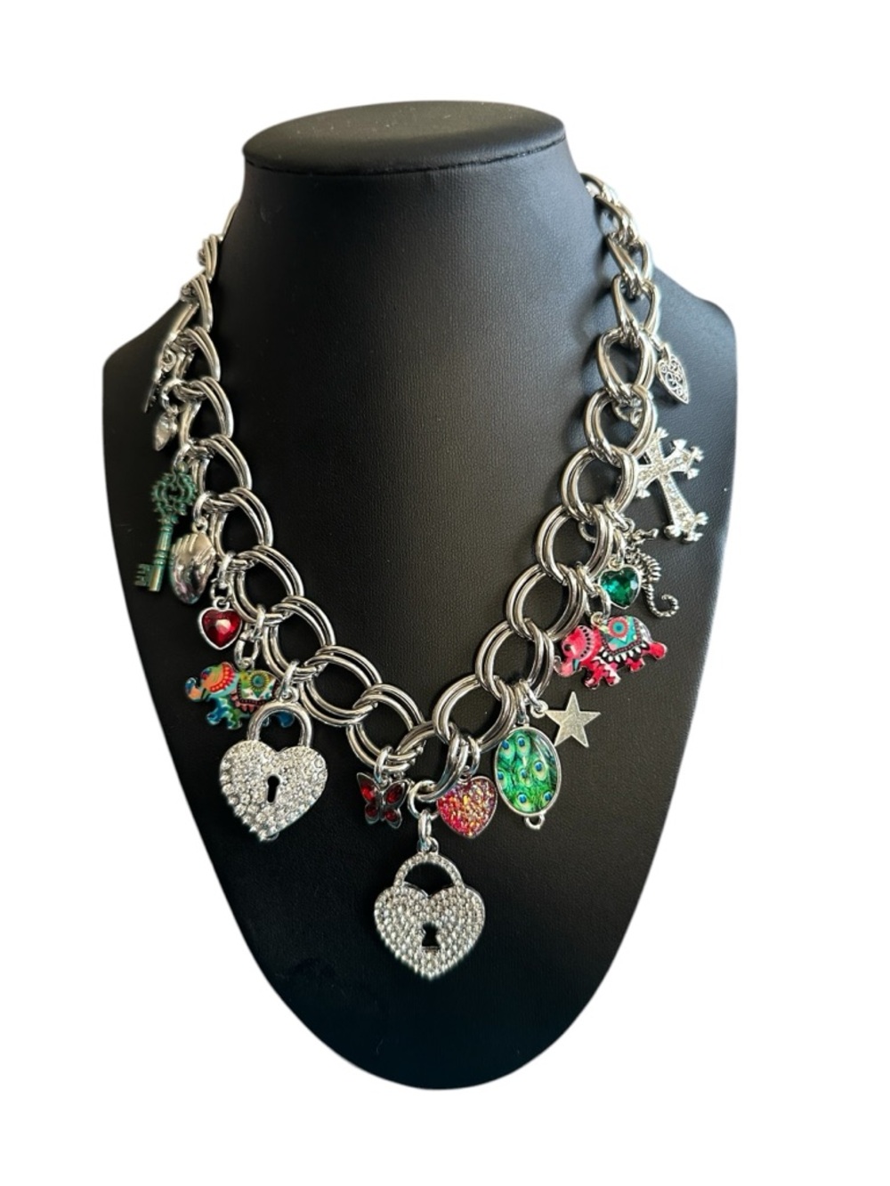 Statement Charm Necklace – 90s Retro Bead Soup Vibe - Picture 4 of 7